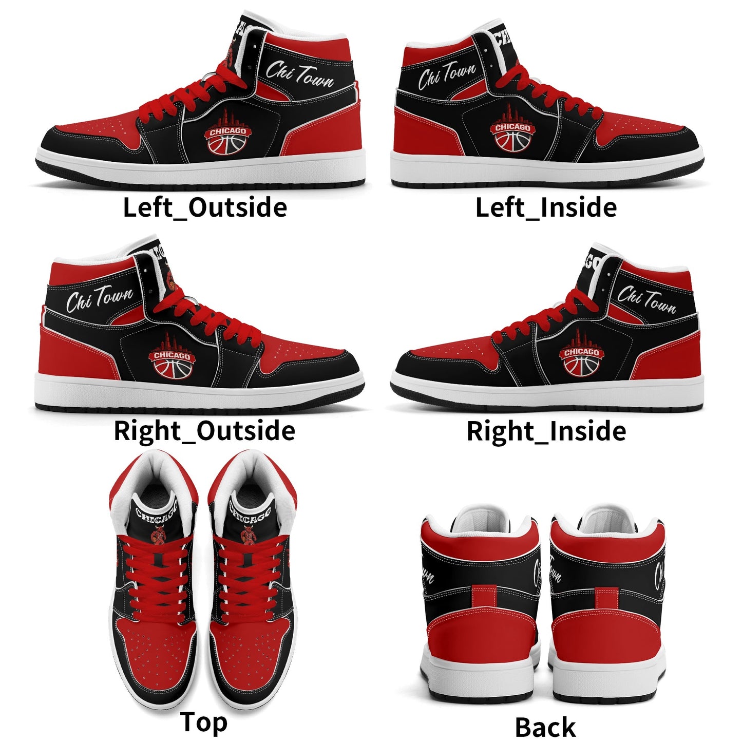 Chicago basketball-inspired high top sneakers in black with all-over city graphic printed upper