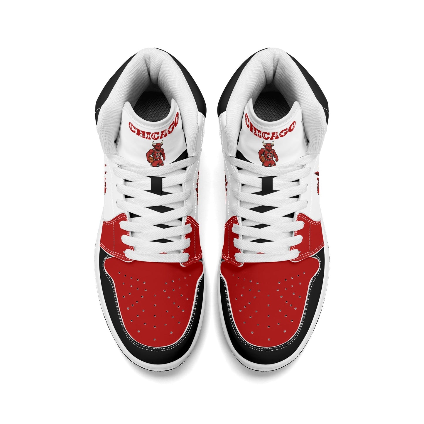Chicago basketball-inspired high top sneakers in white with all-over city graphic printed upper