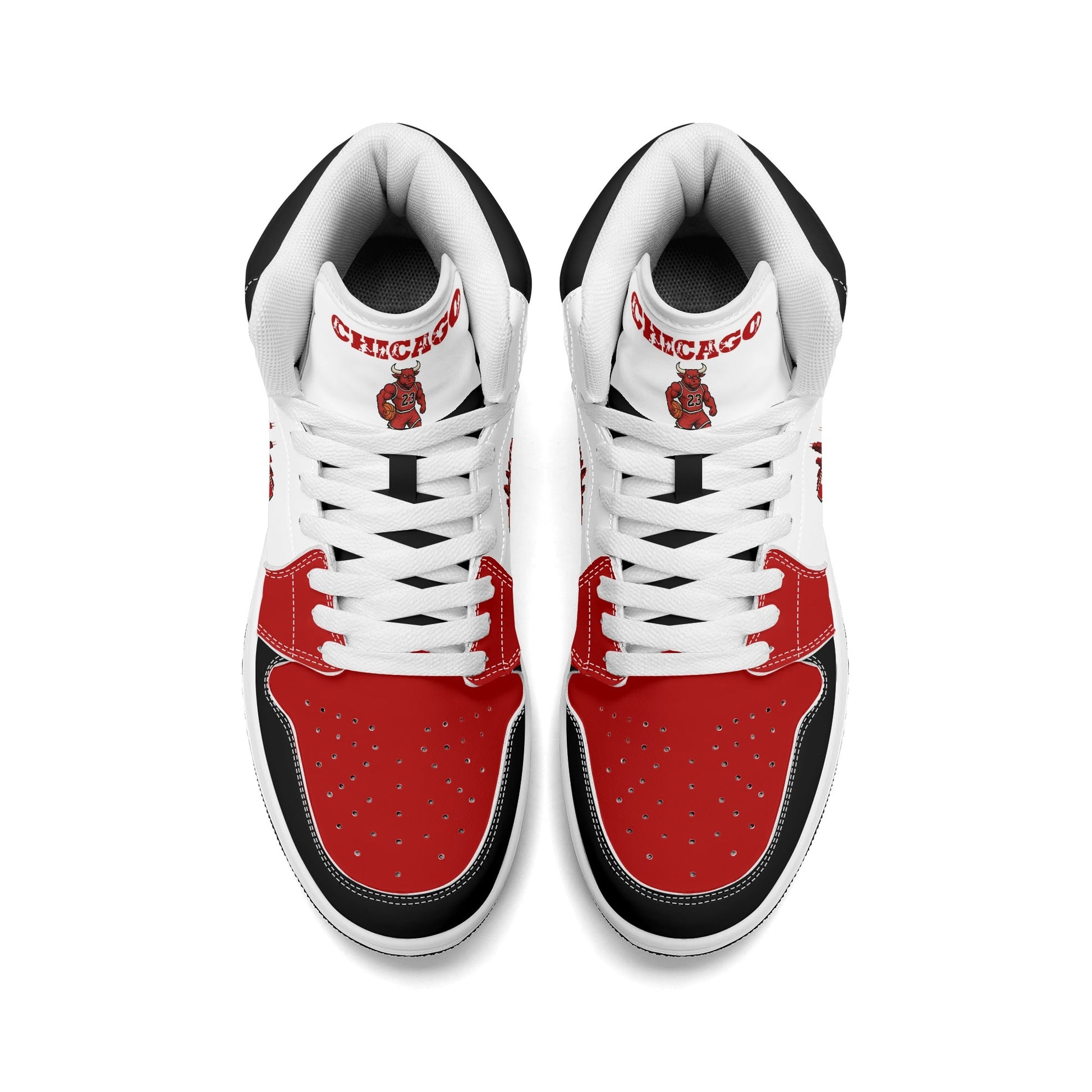 Chicago basketball-inspired high top sneakers in white with all-over city graphic printed upper