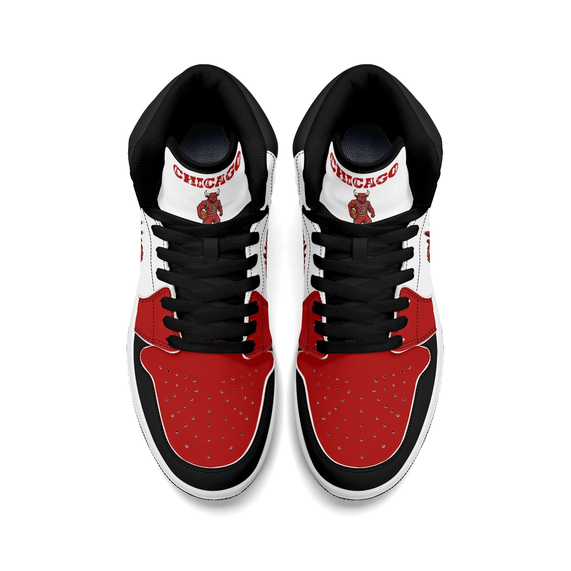 Chicago basketball-inspired high top sneakers in white with all-over city graphic printed upper