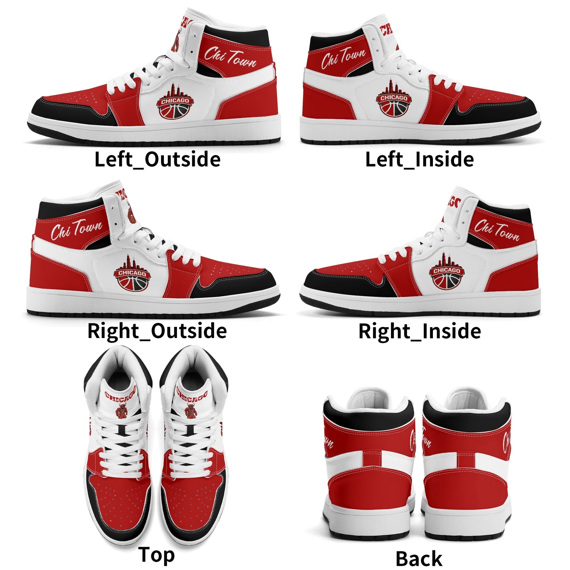 Chicago basketball-inspired high top sneakers in white with all-over city graphic printed upper