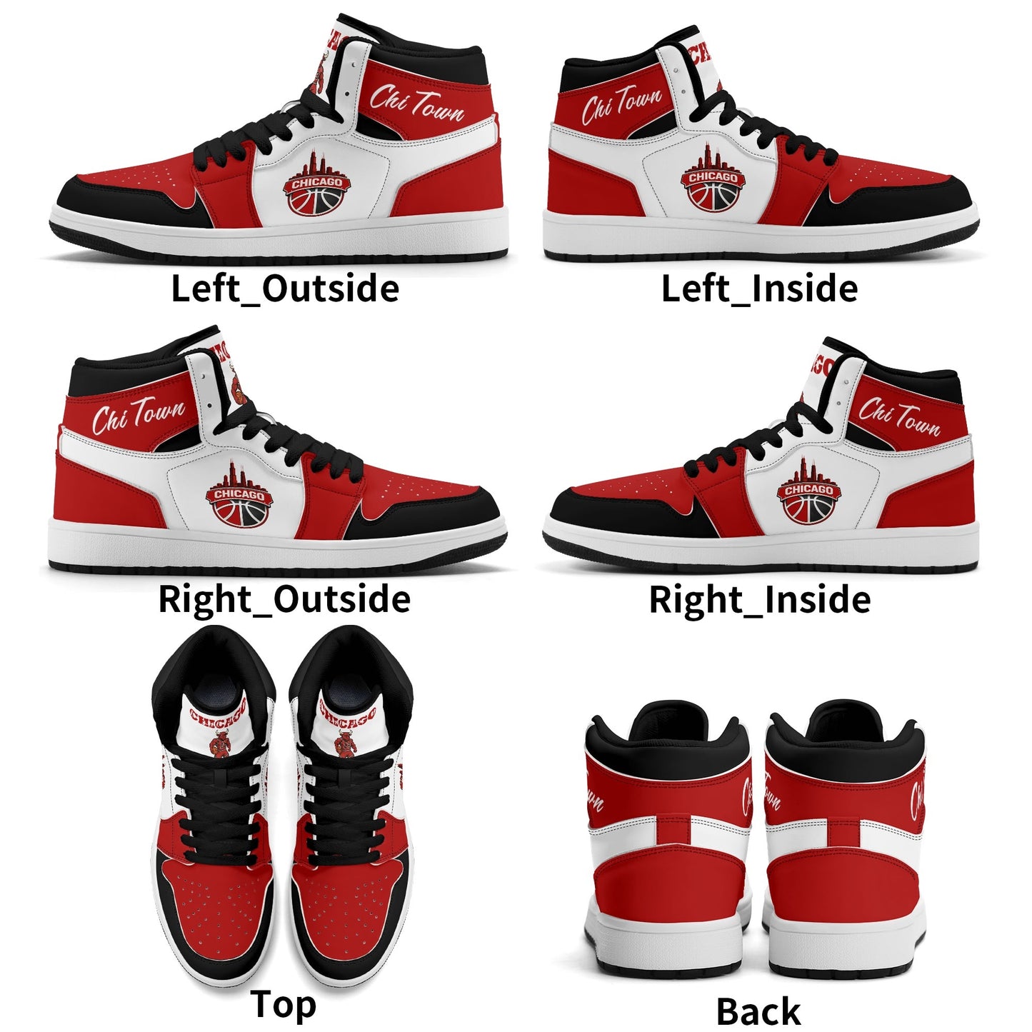 Chicago basketball-inspired high top sneakers in white with all-over city graphic printed upper