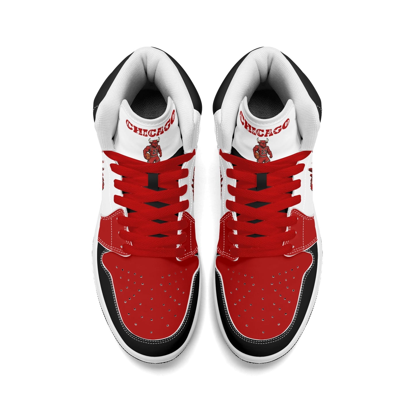 Chicago basketball-inspired high top sneakers in white with all-over city graphic printed upper
