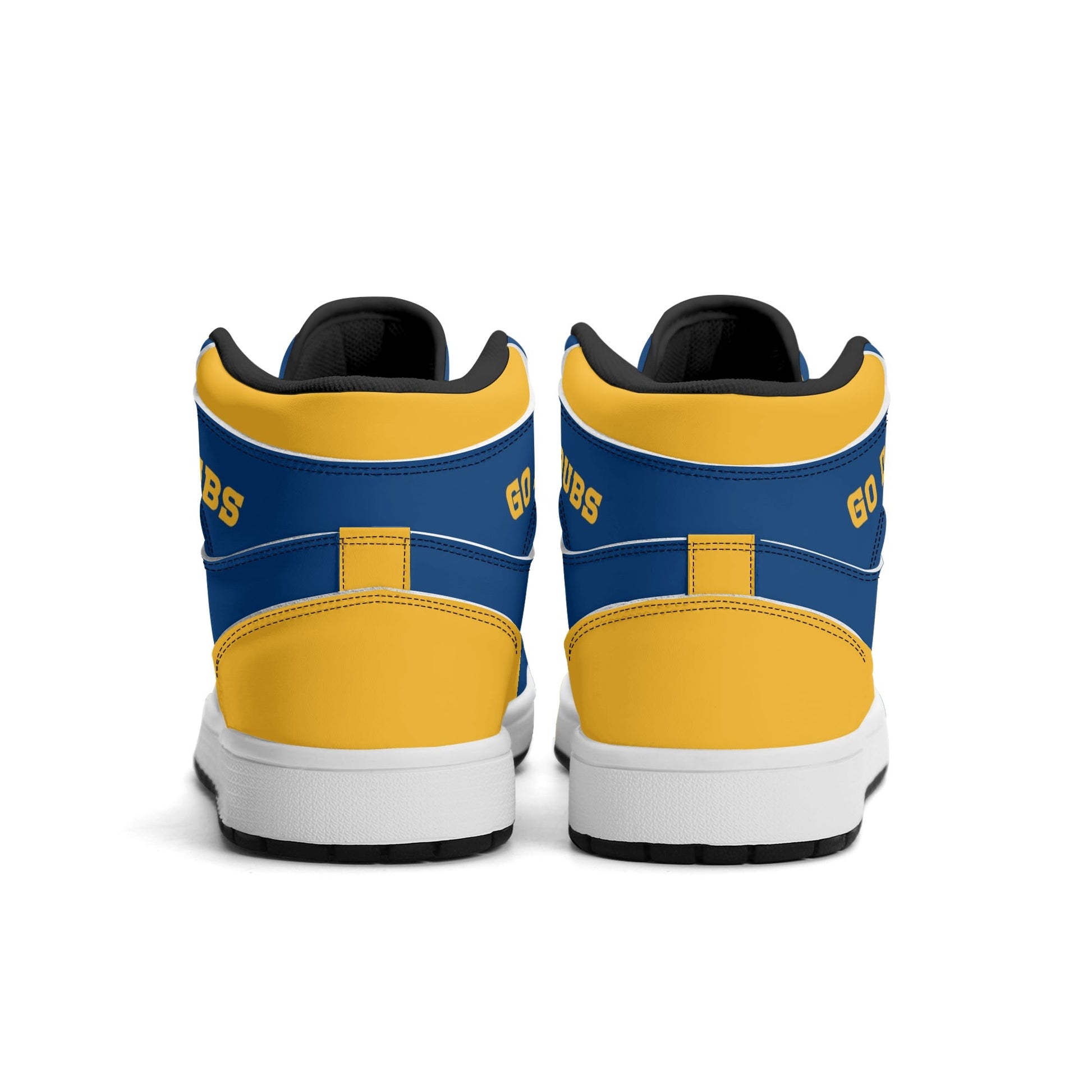 Bay Area basketball-inspired high top sneakers in blue with all-over city graphic printed upper