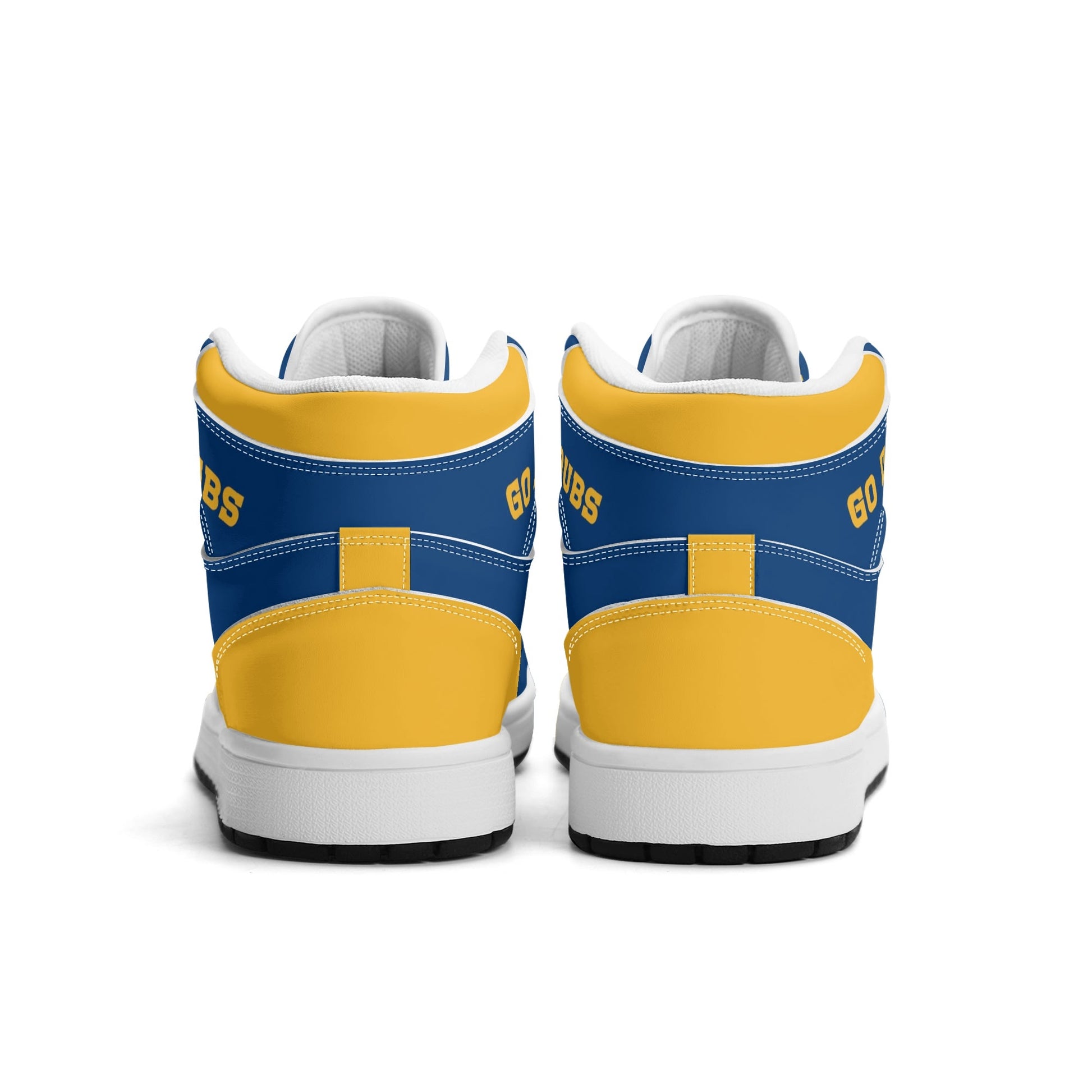 Bay Area basketball-inspired high top sneakers in blue with all-over city graphic printed upper