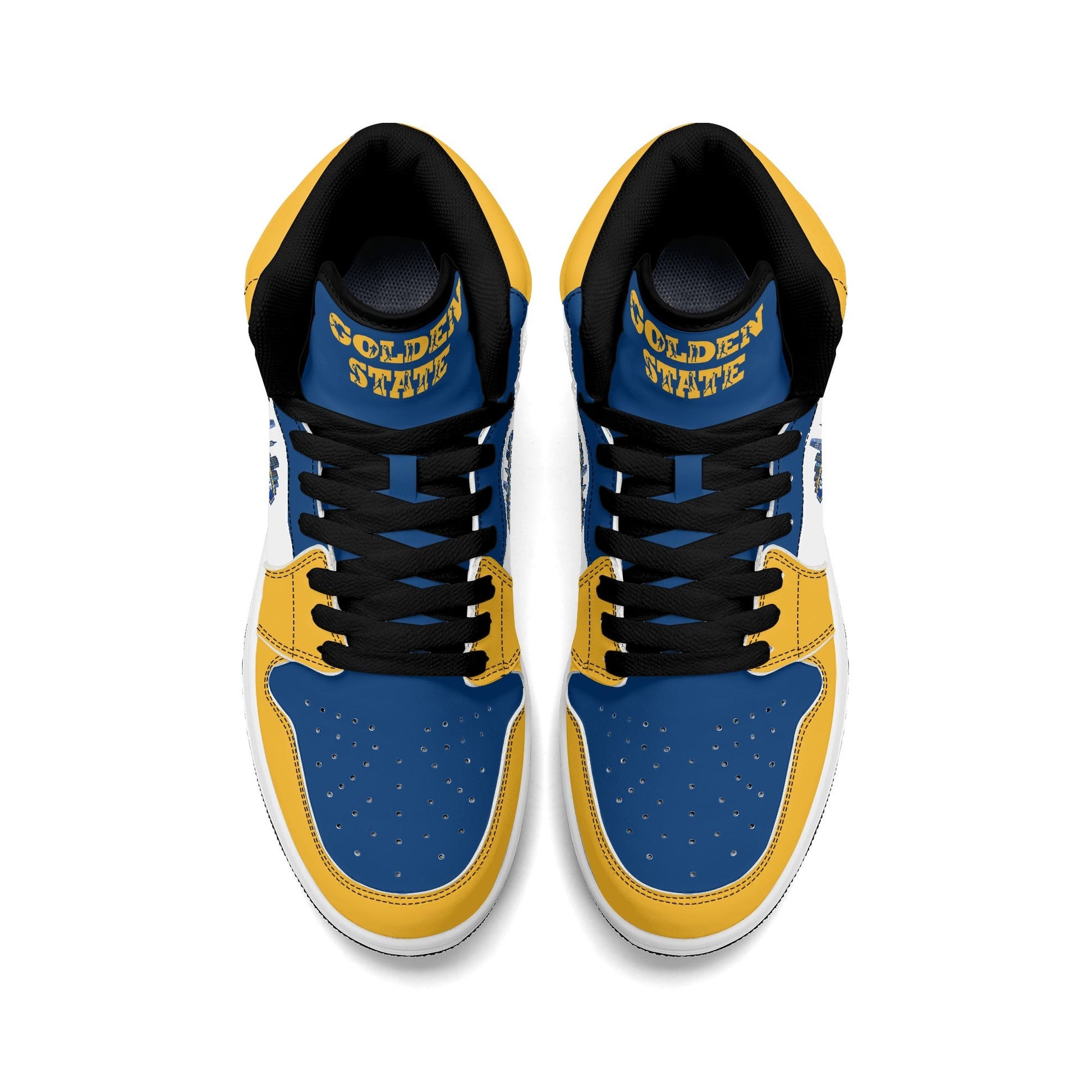 Bay Area basketball-inspired high top sneakers in white with all-over city graphic printed upper
