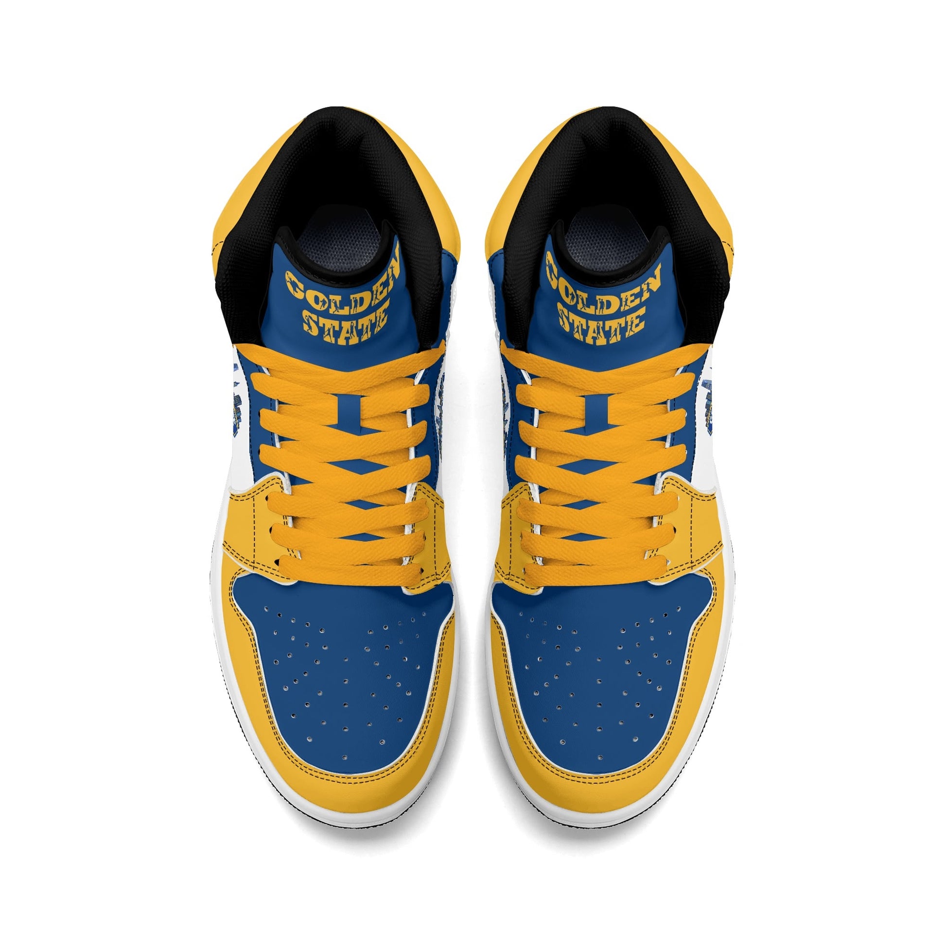Bay Area basketball-inspired high top sneakers in white with all-over city graphic printed upper