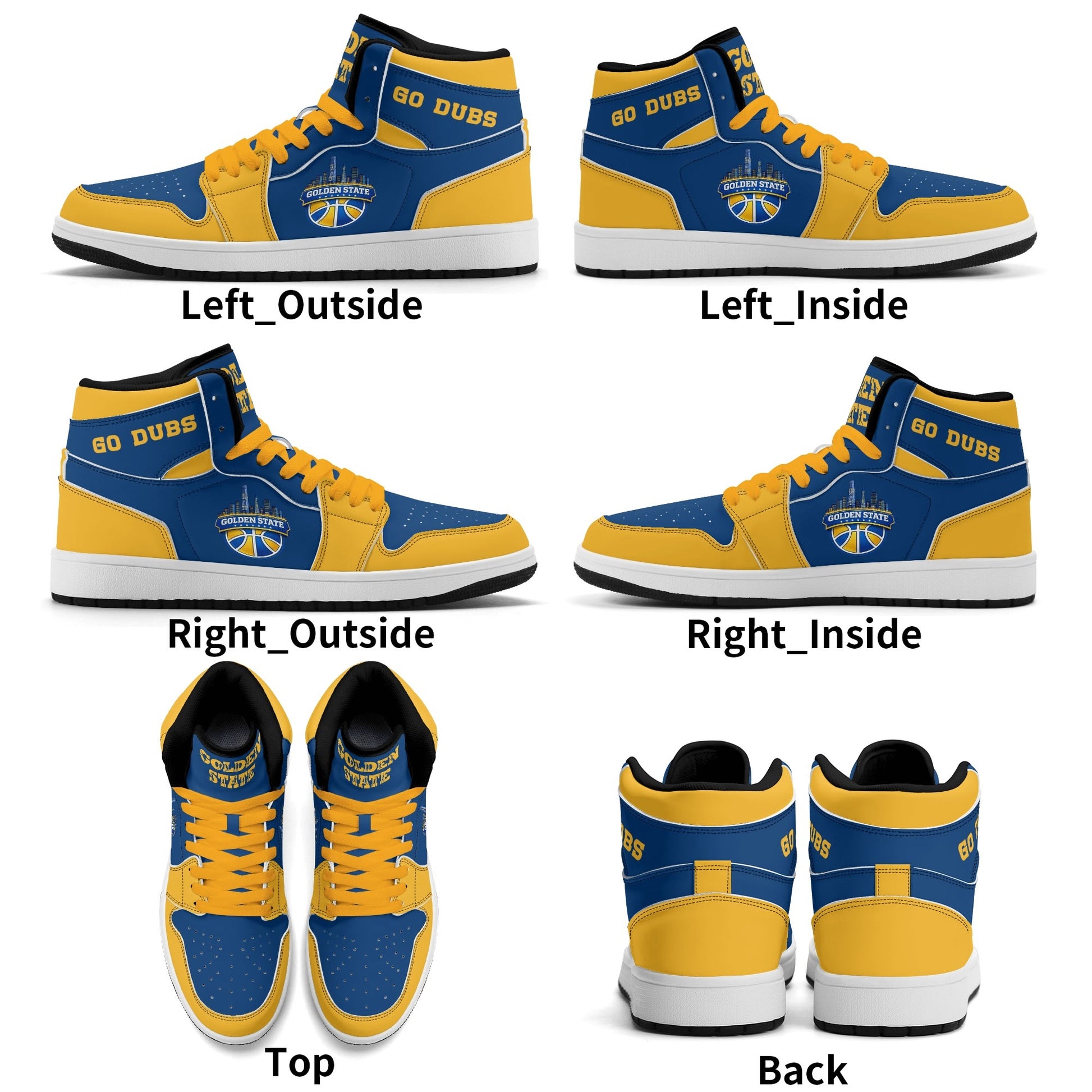 Bay Area basketball-inspired high top sneakers in blue with all-over city graphic printed upper