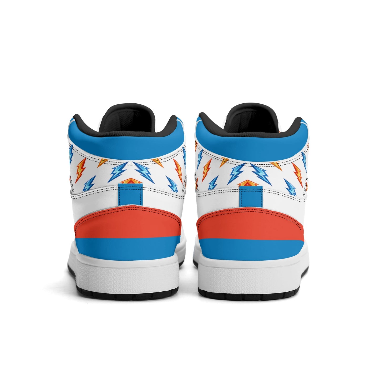 Oklahoma City basketball-inspired high top sneakers in white with all-over city graphic printed upper