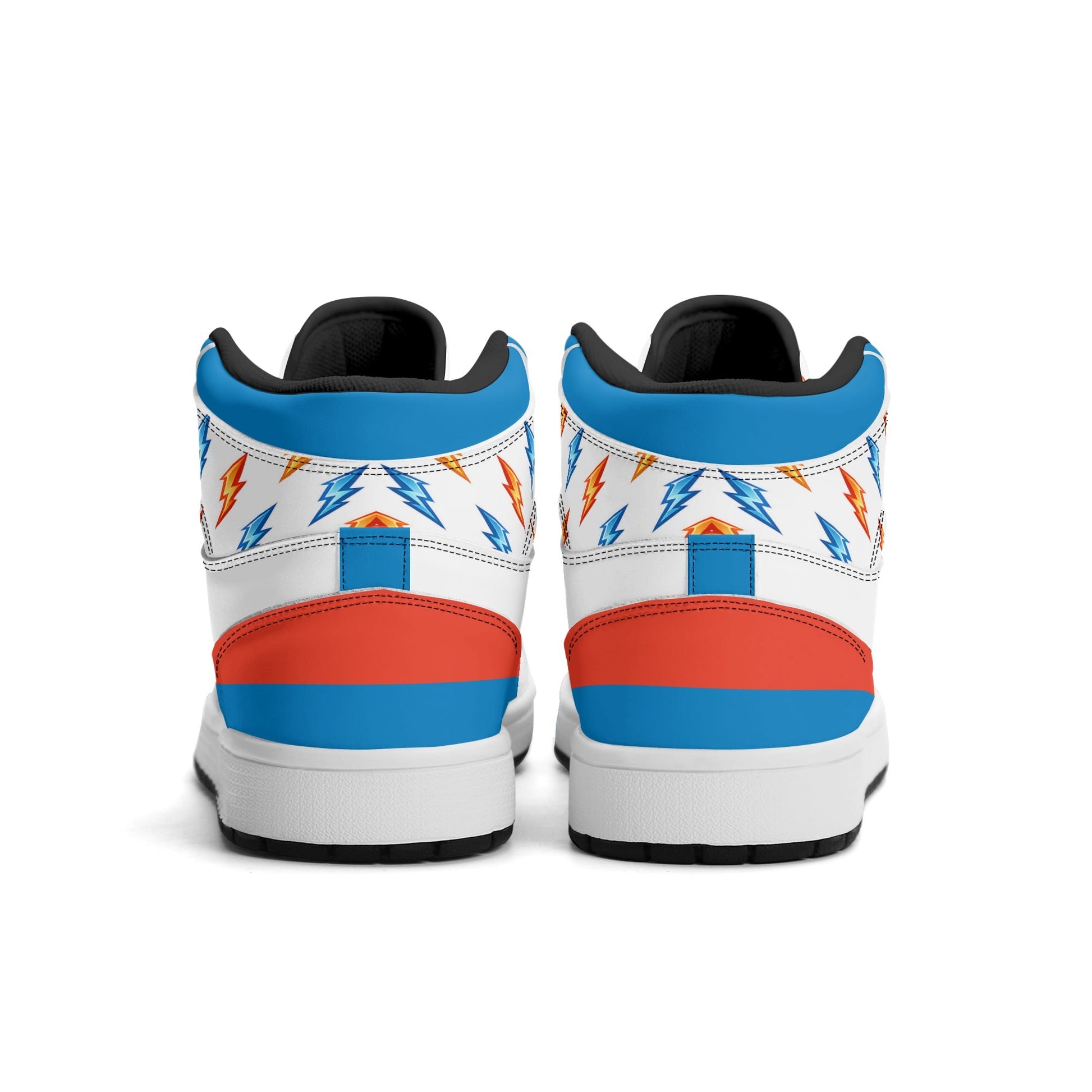 Oklahoma City basketball-inspired high top sneakers in white with all-over city graphic printed upper