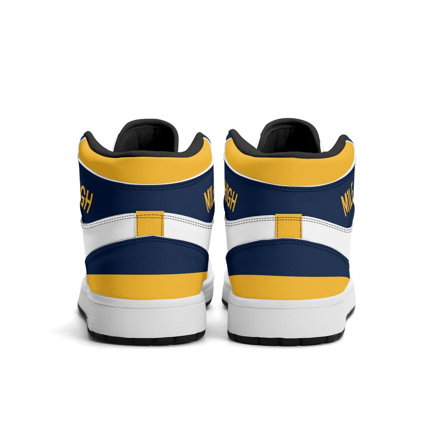 Denver basketball-inspired high top sneakers in white with all-over city graphic printed upper