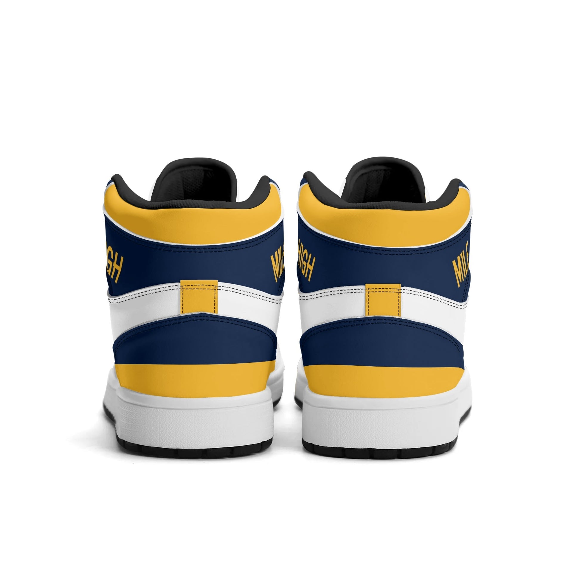 Denver basketball-inspired high top sneakers in white with all-over city graphic printed upper