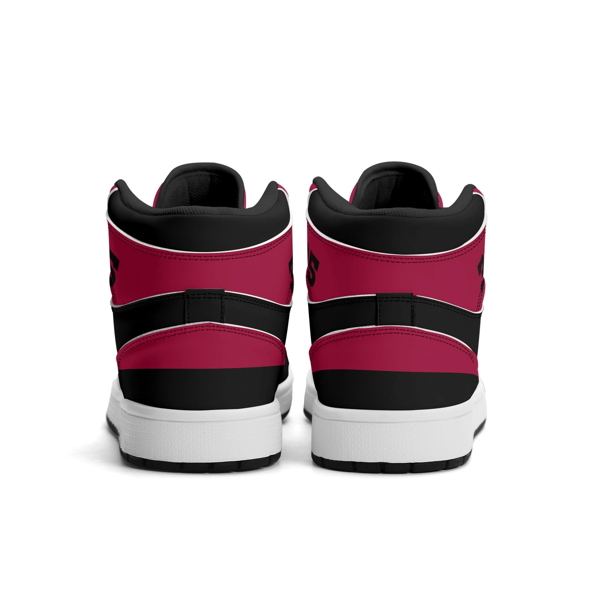 Miami basketball-inspired high top sneakers in red with all-over city graphic printed upper