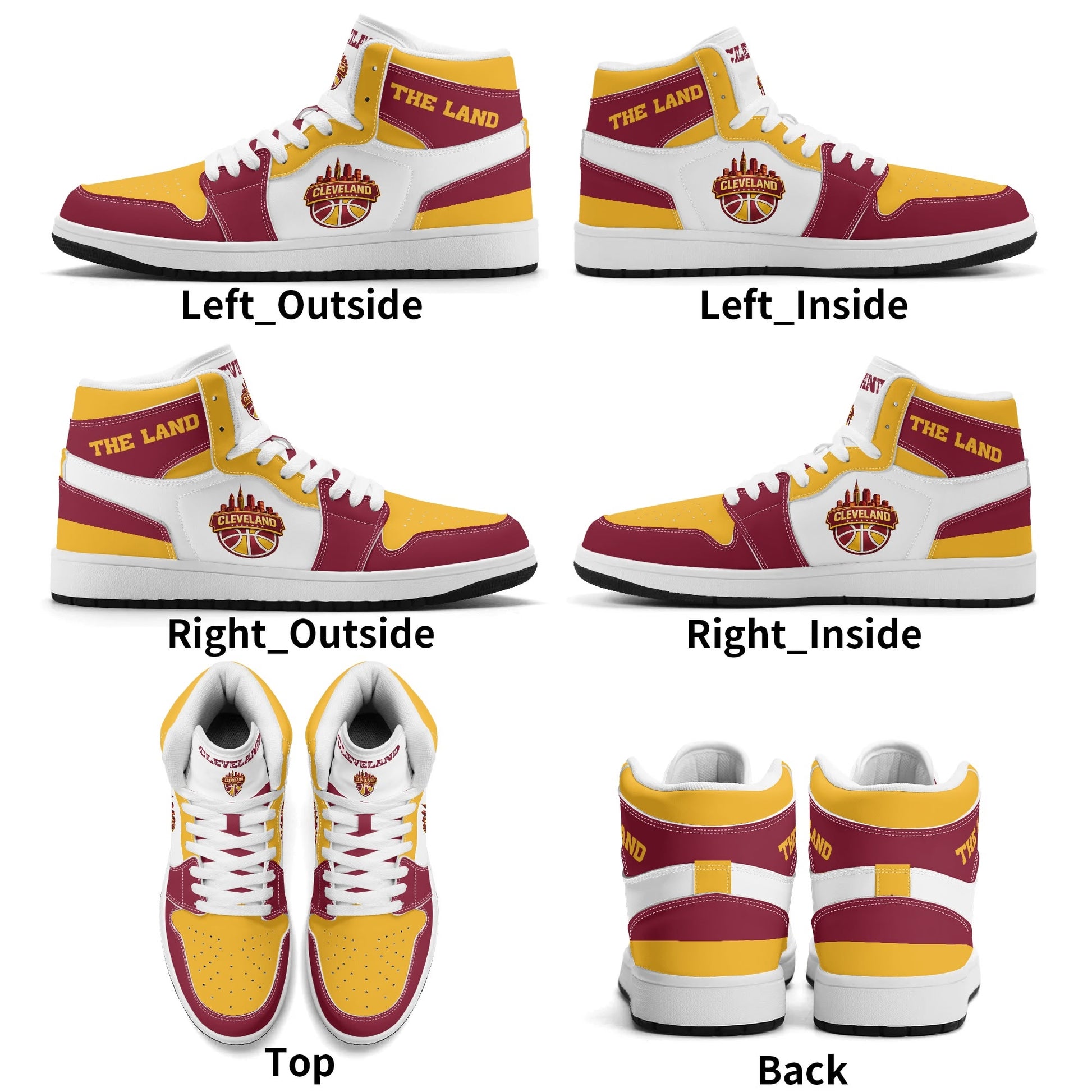 Cleveland basketball-inspired high top sneakers in white with all-over city graphic printed upper