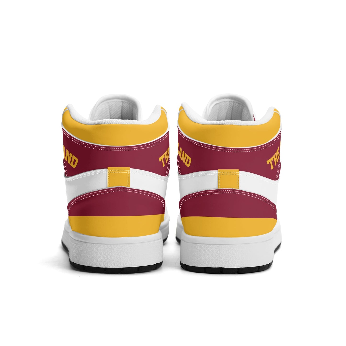 Cleveland basketball-inspired high top sneakers in white with all-over city graphic printed upper