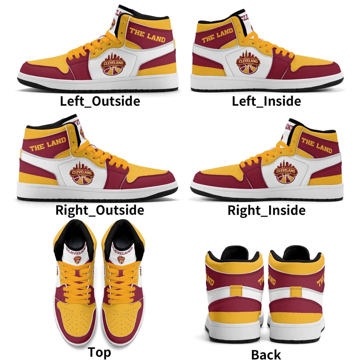 Cleveland basketball-inspired high top sneakers in white with all-over city graphic printed upper
