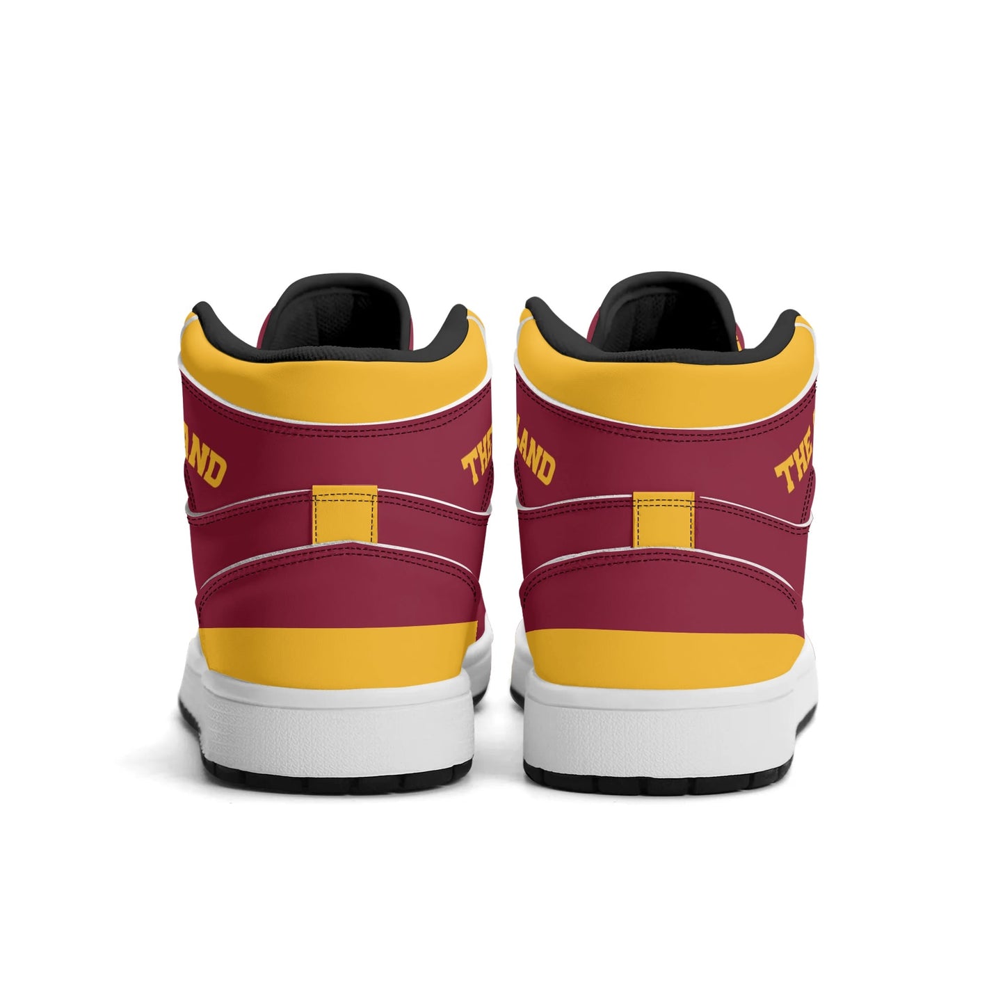 Cleveland basketball-inspired high top sneakers in red with all-over city graphic printed upper