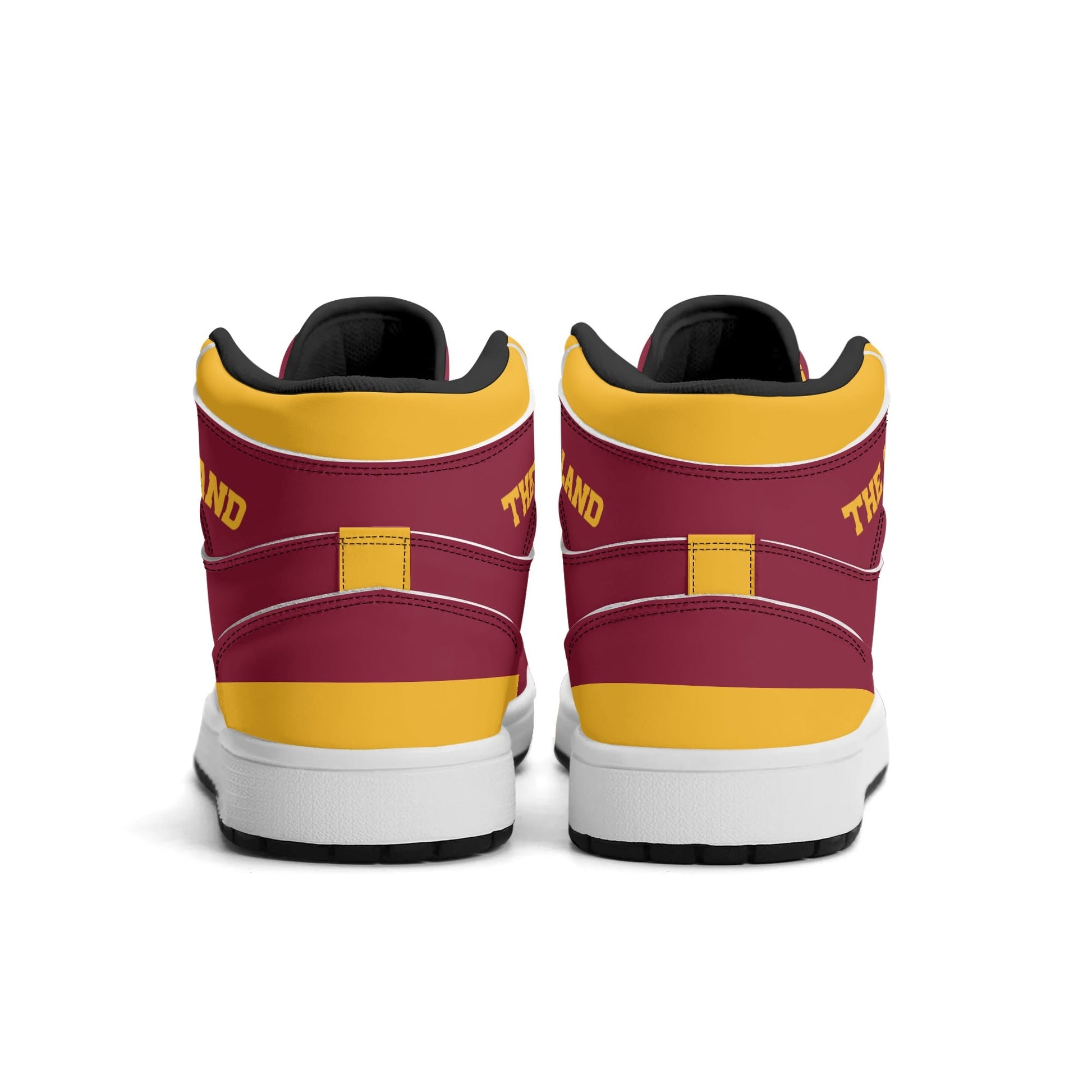 Cleveland basketball-inspired high top sneakers in red with all-over city graphic printed upper