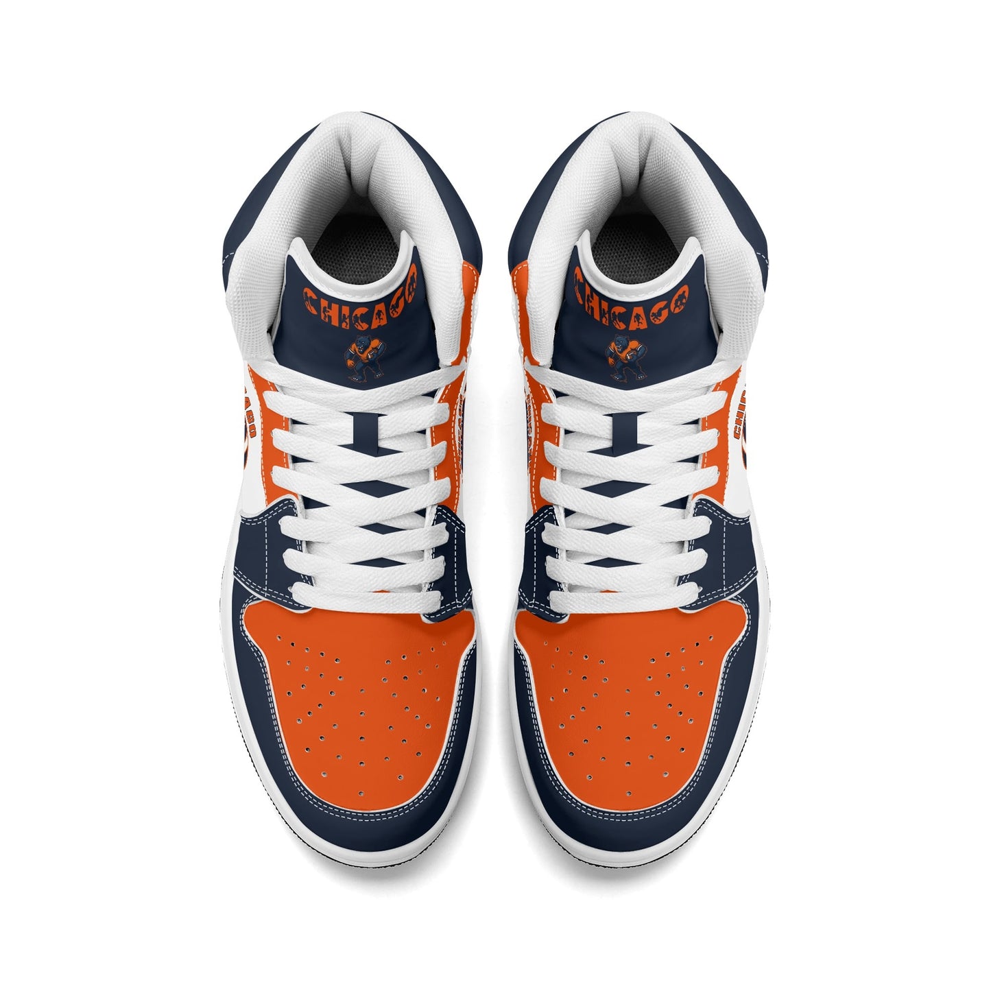 Chicago football-inspired high top sneakers in white with all-over city graphic printed upper