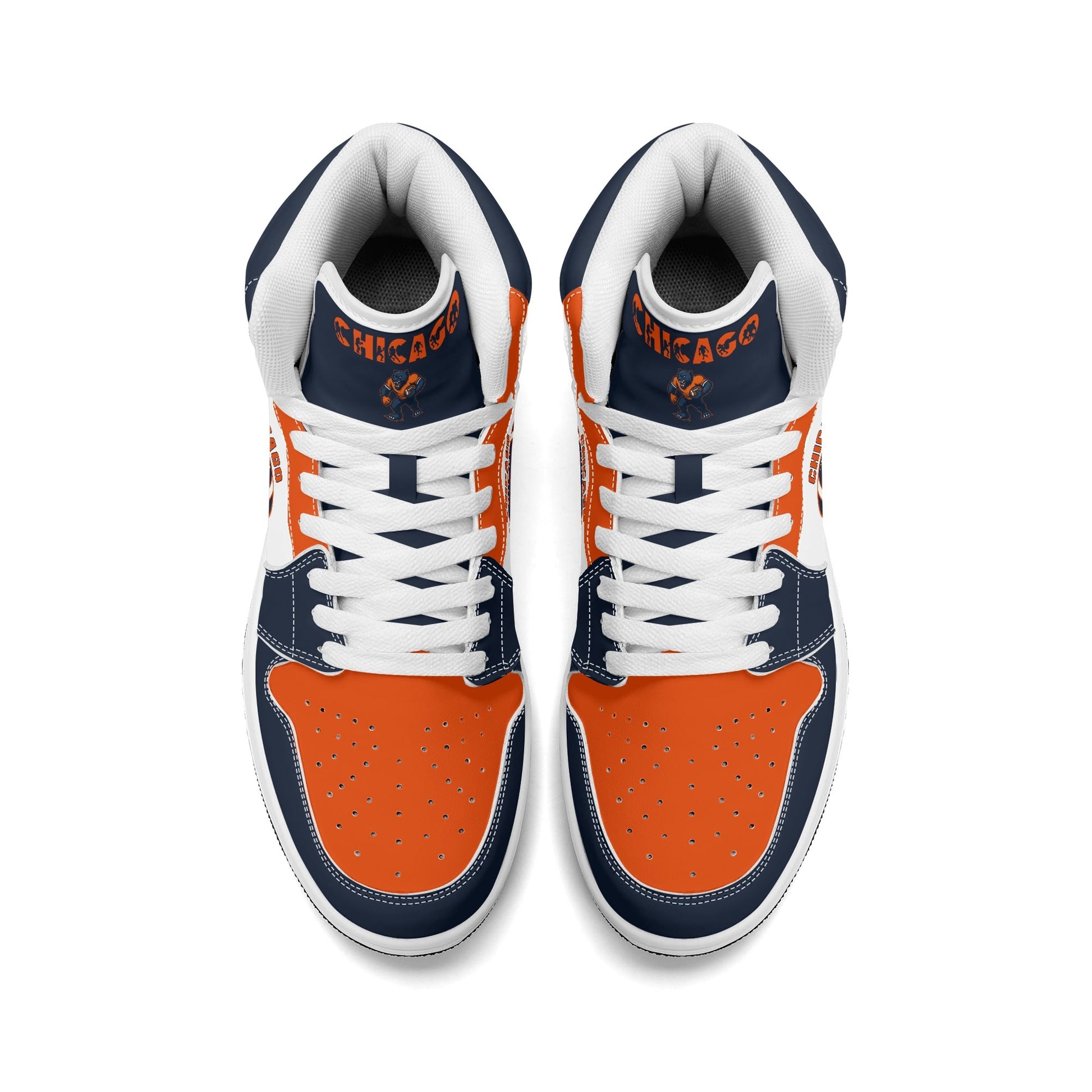 Chicago football-inspired high top sneakers in white with all-over city graphic printed upper