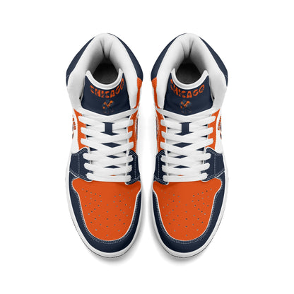 Chicago football-inspired high top sneakers in white with all-over city graphic printed upper