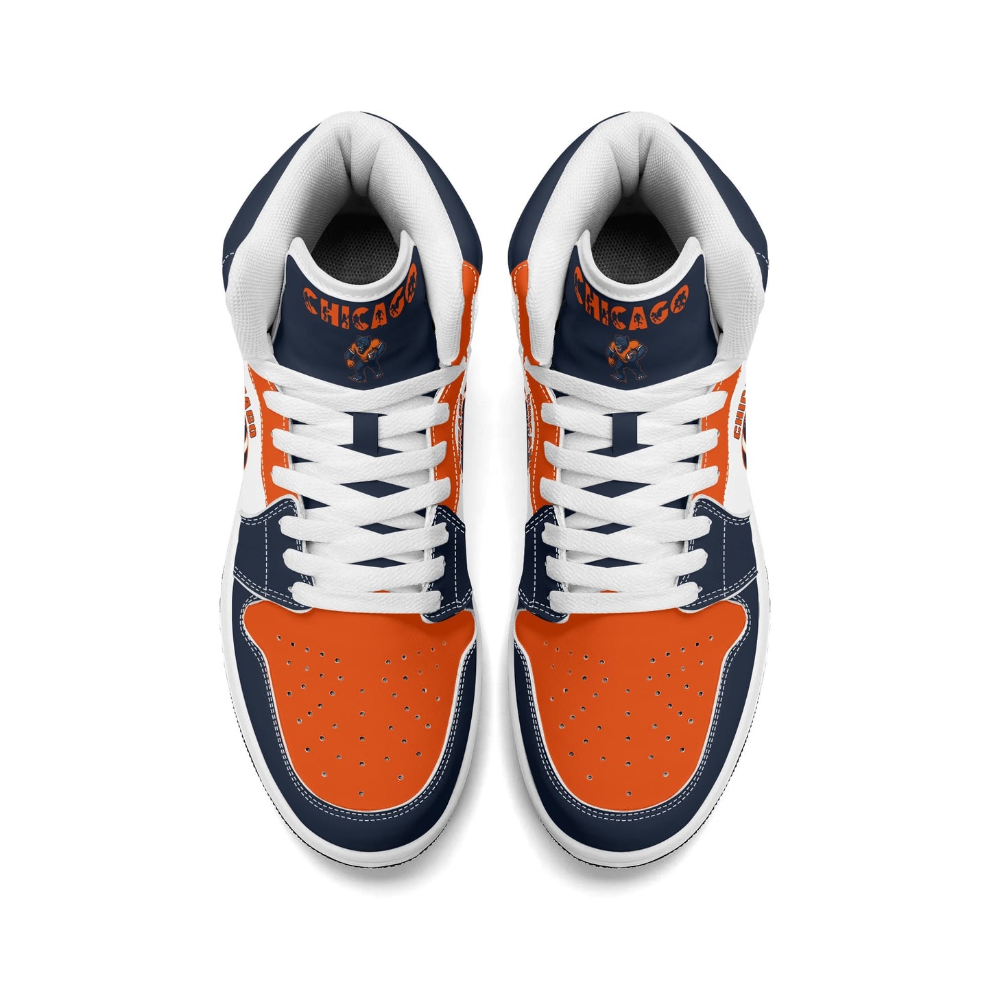 Chicago football-inspired high top sneakers in white with all-over city graphic printed upper