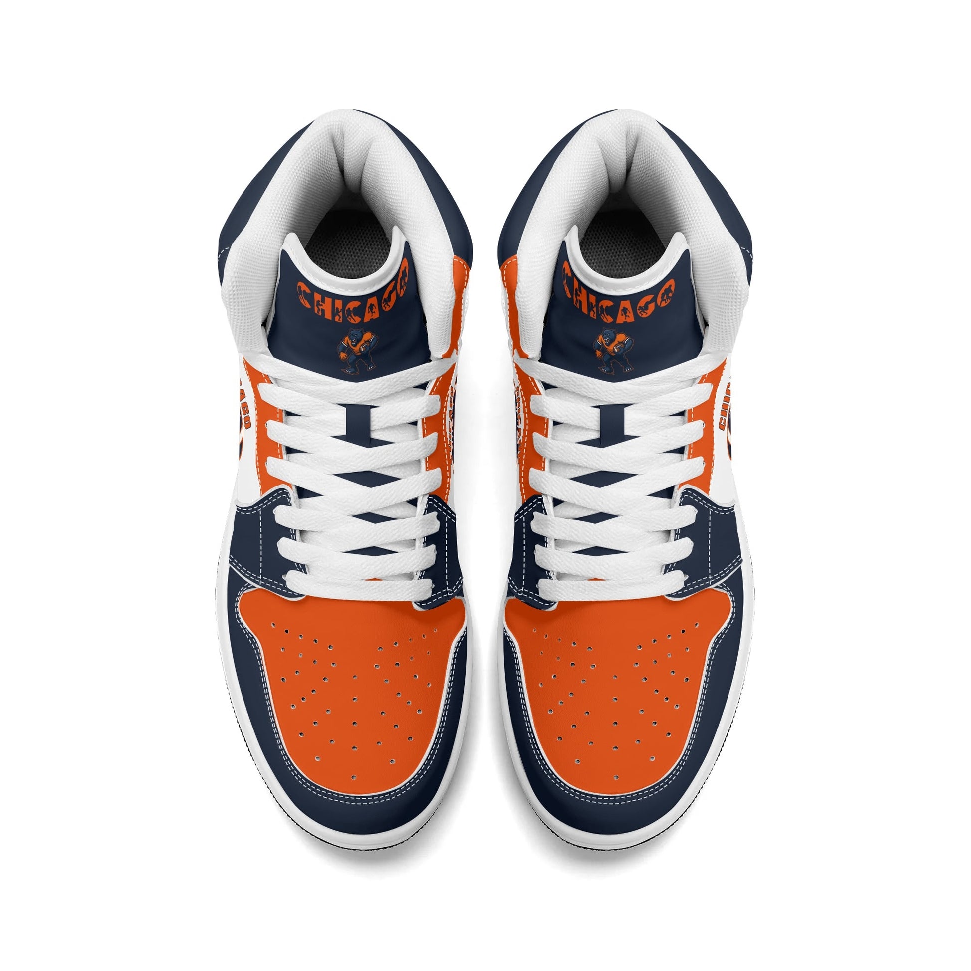 Chicago football-inspired high top sneakers in white with all-over city graphic printed upper