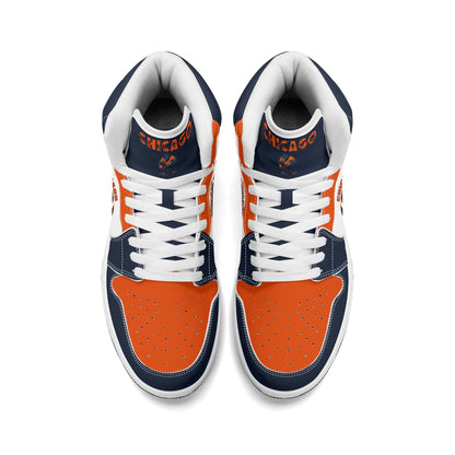 Chicago football-inspired high top sneakers in white with all-over city graphic printed upper