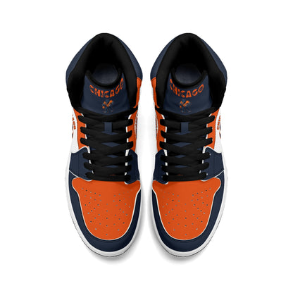 Chicago football-inspired high top sneakers in white with all-over city graphic printed upper