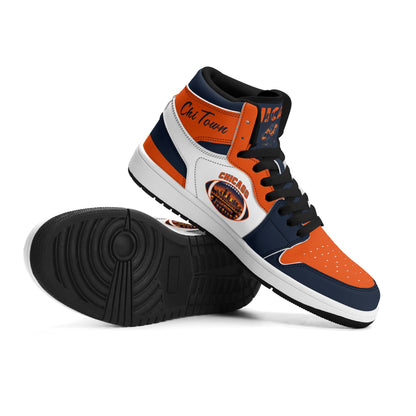 Chicago football-inspired high top sneakers in white with all-over city graphic printed upper