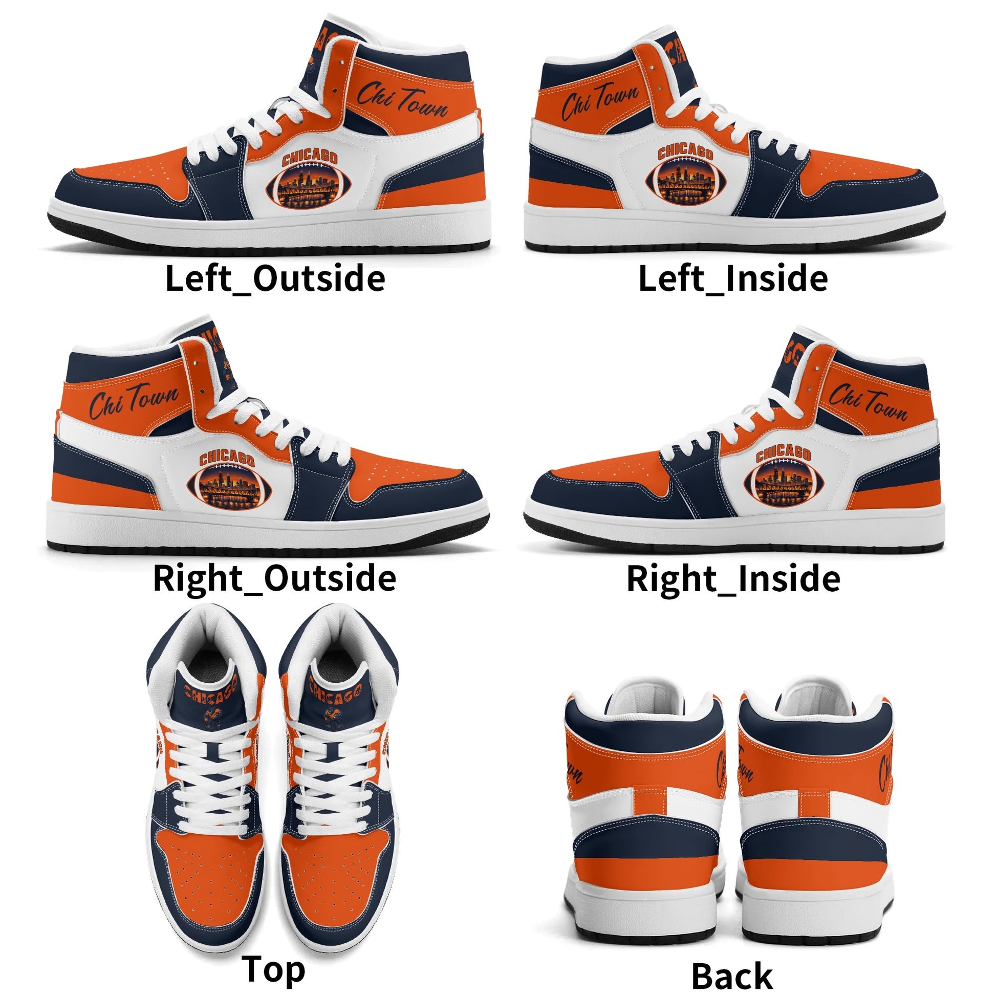 Chicago football-inspired high top sneakers in white with all-over city graphic printed upper