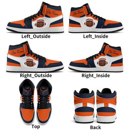 Chicago football-inspired high top sneakers in white with all-over city graphic printed upper