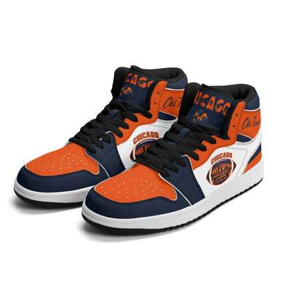 Chicago football-inspired high top sneakers in white with all-over city graphic printed upper