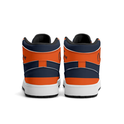 Chicago football-inspired high top sneakers in navy with all-over city graphic printed upper
