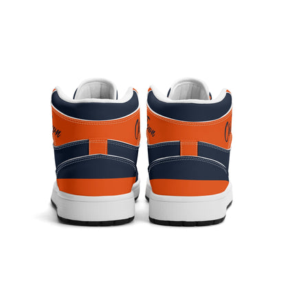 Chicago football-inspired high top sneakers in navy with all-over city graphic printed upper