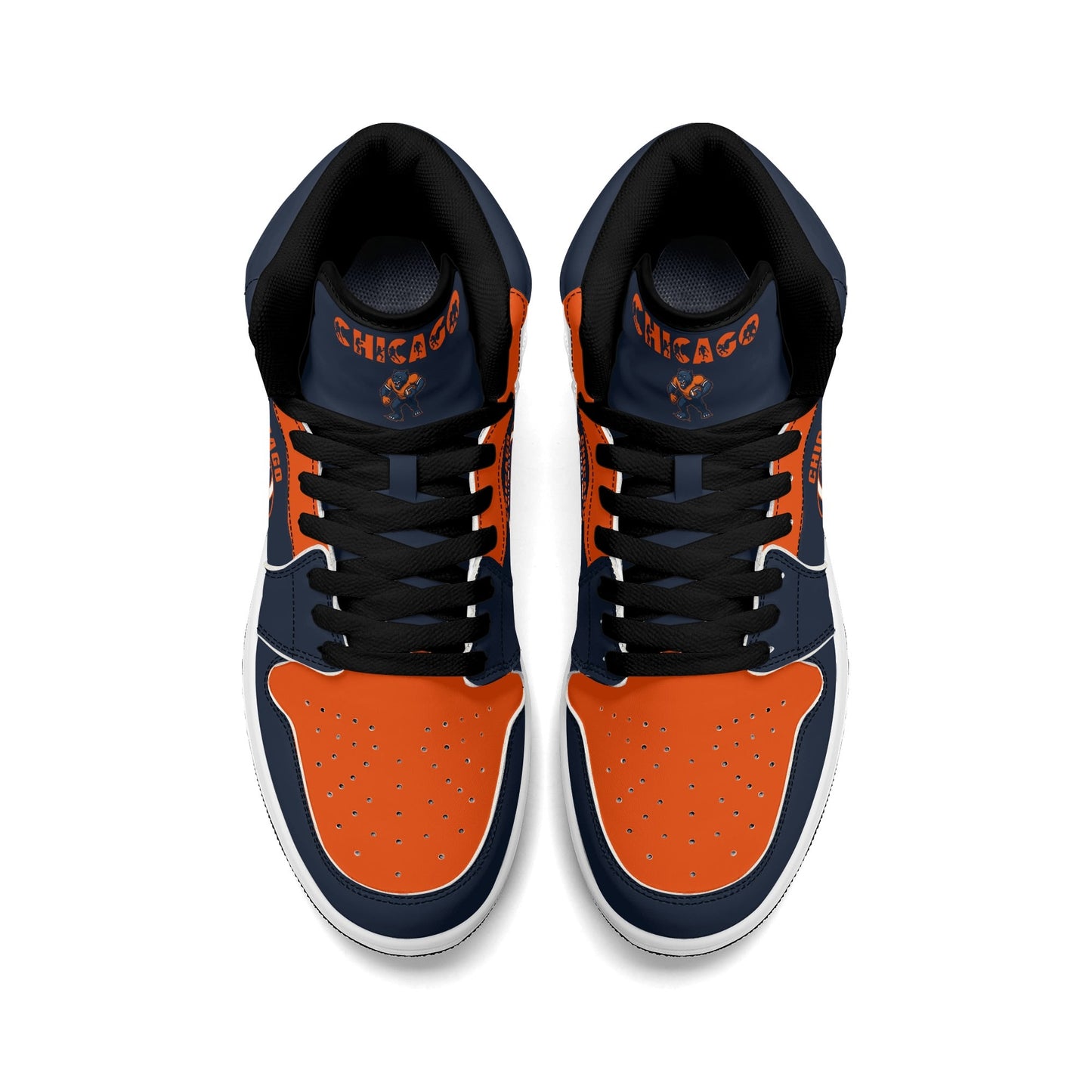 Chicago football-inspired high top sneakers in navy with all-over city graphic printed upper