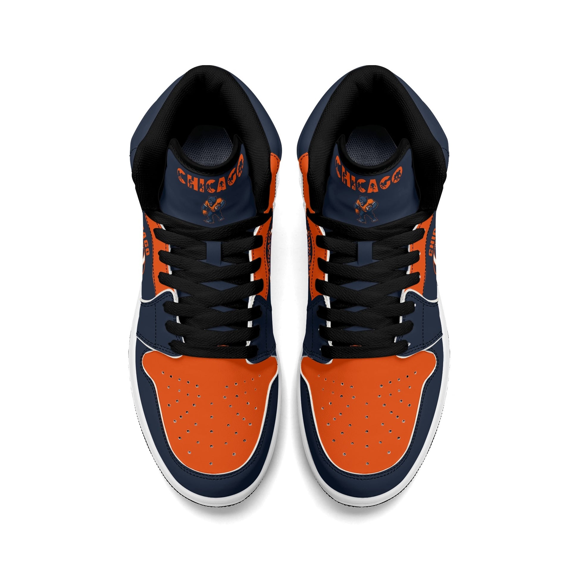 Chicago football-inspired high top sneakers in navy with all-over city graphic printed upper