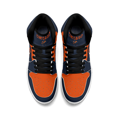 Chicago football-inspired high top sneakers in navy with all-over city graphic printed upper