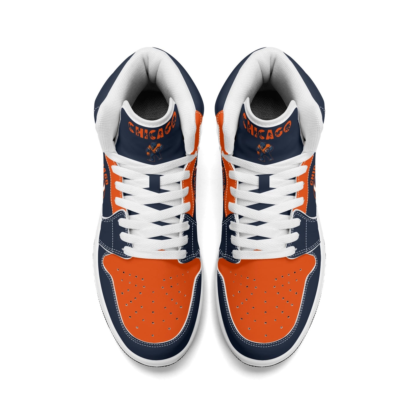 Chicago football-inspired high top sneakers in navy with all-over city graphic printed upper