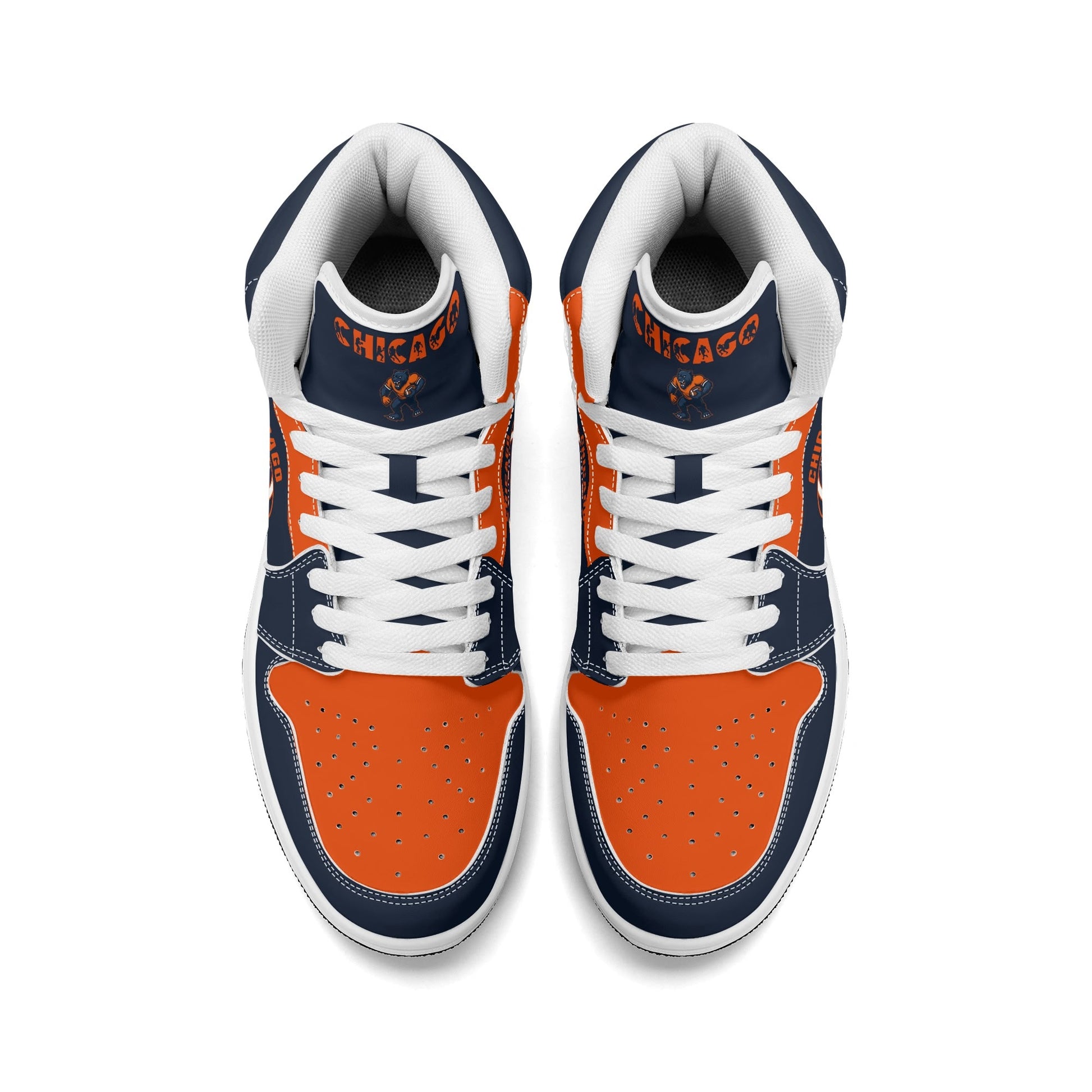 Chicago football-inspired high top sneakers in navy with all-over city graphic printed upper