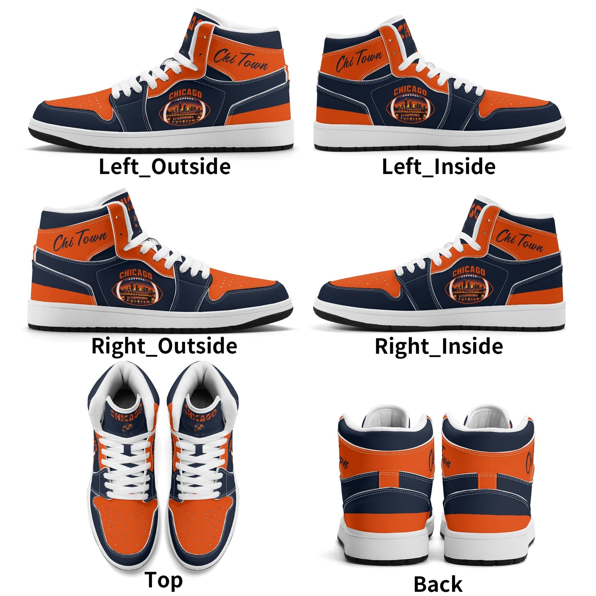Chicago football-inspired high top sneakers in navy with all-over city graphic printed upper