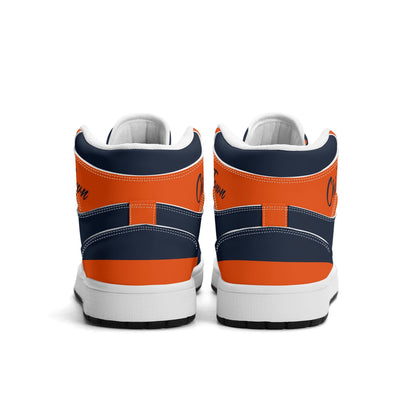 Chicago football-inspired high top sneakers in navy with all-over city graphic printed upper