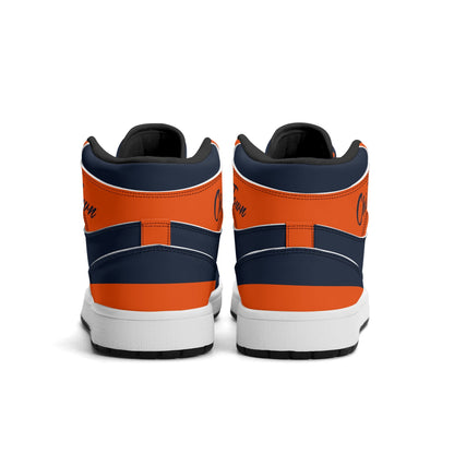 Chicago football-inspired high top sneakers in navy with all-over city graphic printed upper