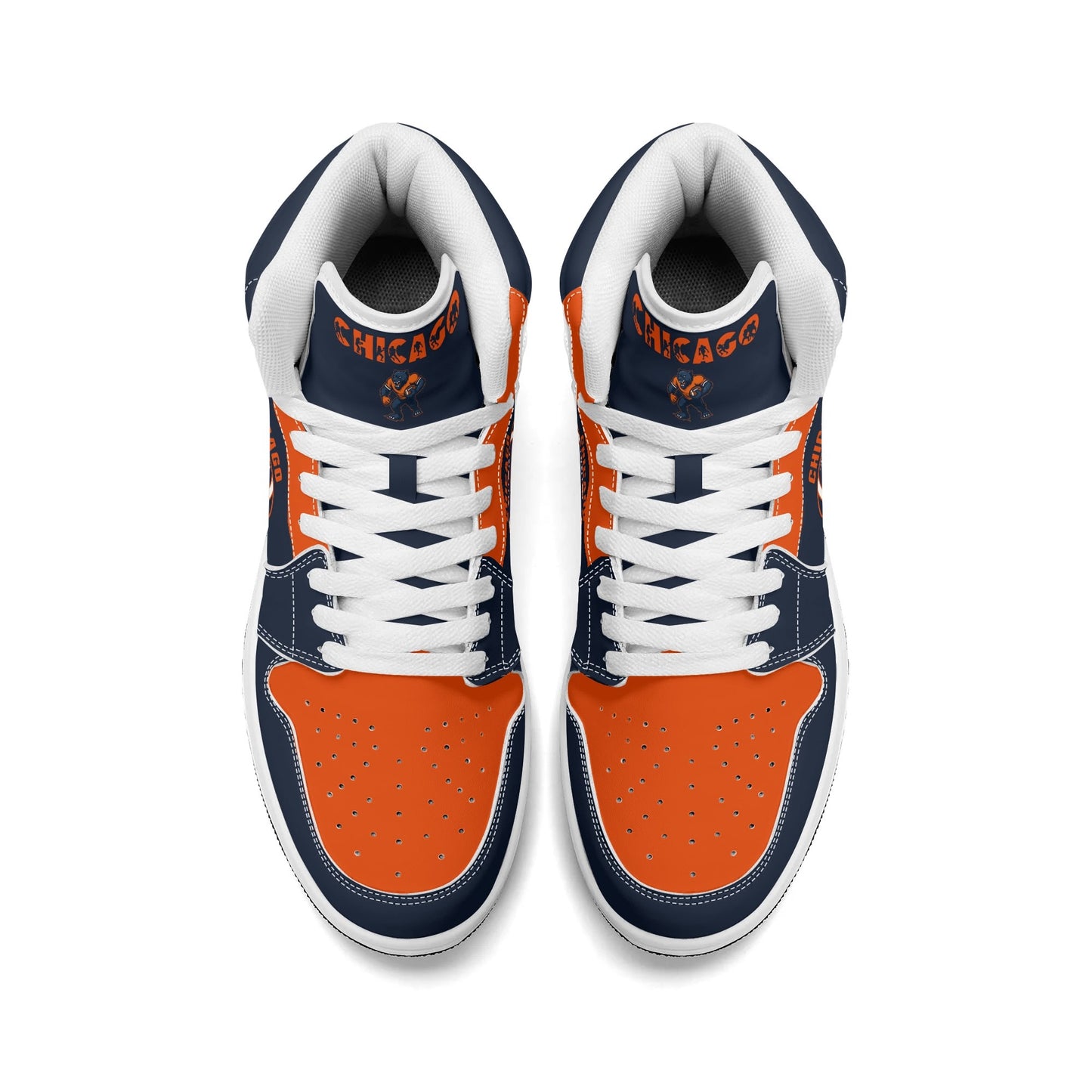 Chicago football-inspired high top sneakers in navy with all-over city graphic printed upper