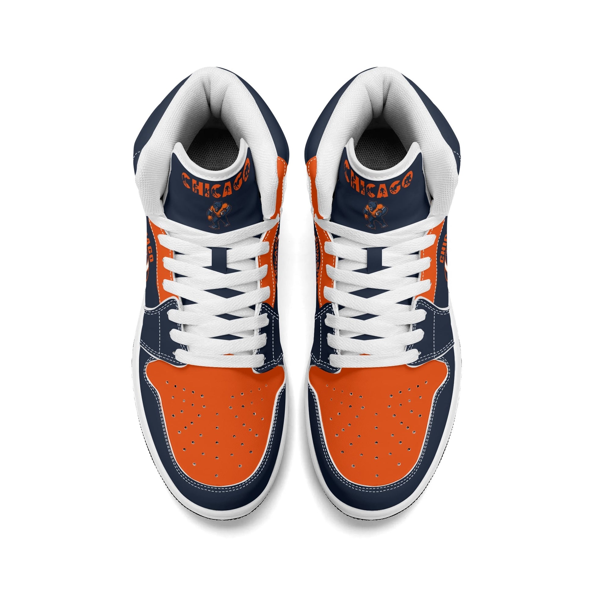 Chicago football-inspired high top sneakers in navy with all-over city graphic printed upper