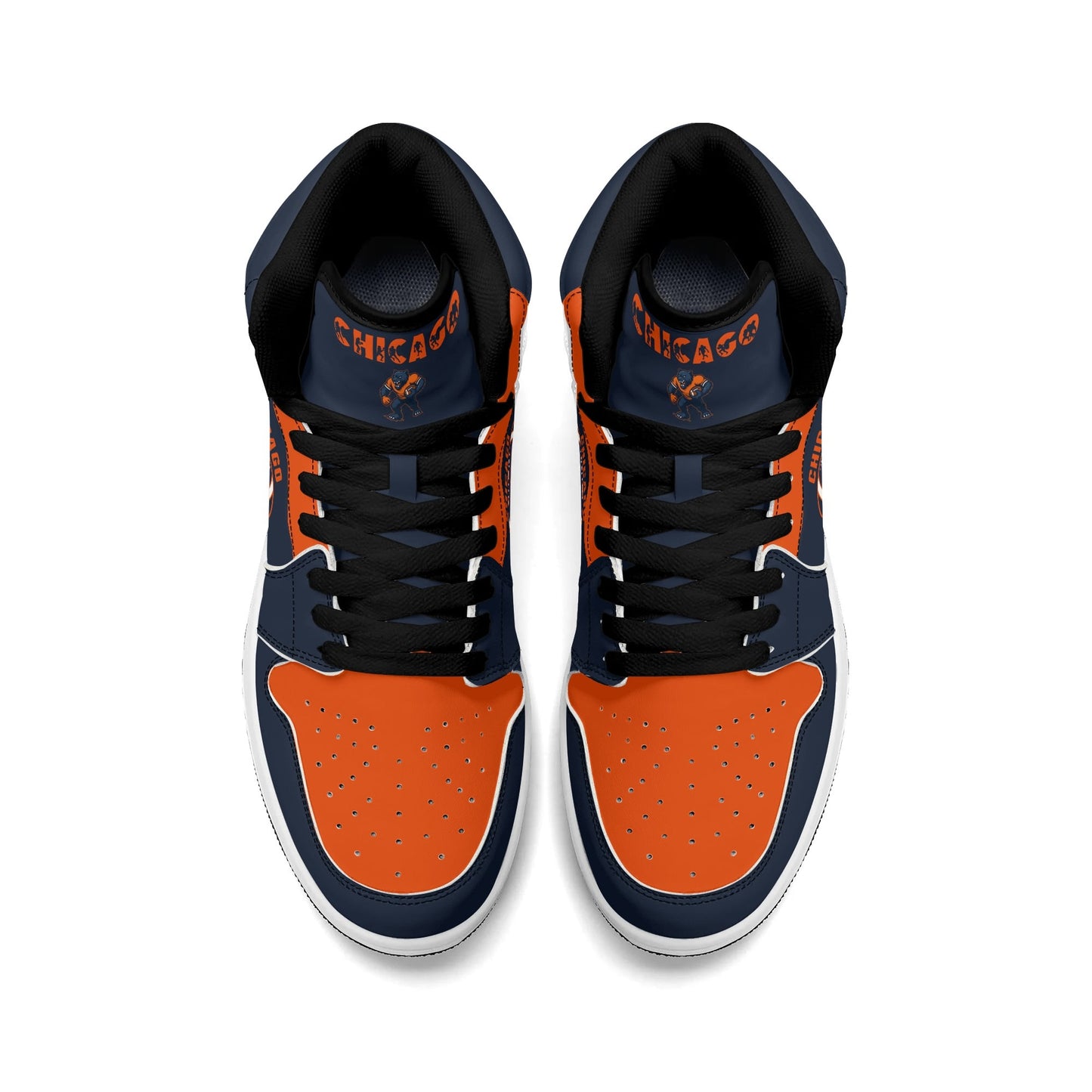 Chicago football-inspired high top sneakers in navy with all-over city graphic printed upper