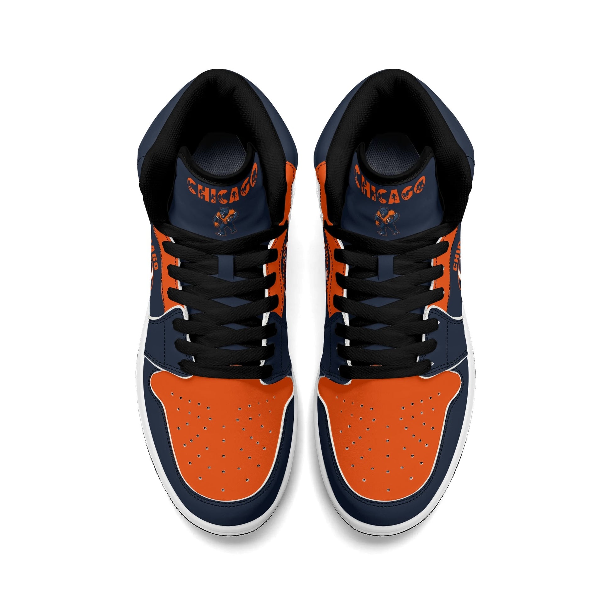 Chicago football-inspired high top sneakers in navy with all-over city graphic printed upper