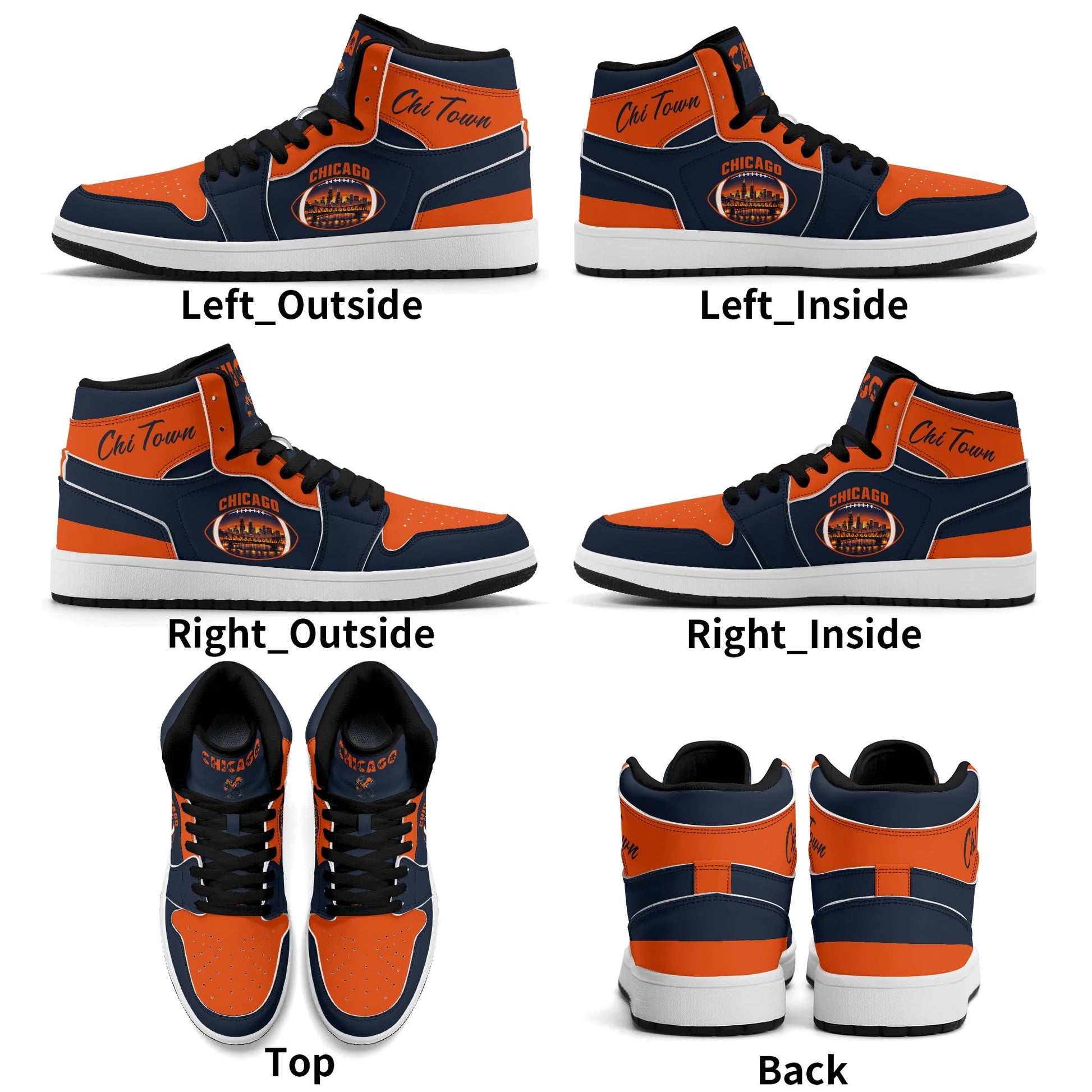 Chicago football-inspired high top sneakers in navy with all-over city graphic printed upper