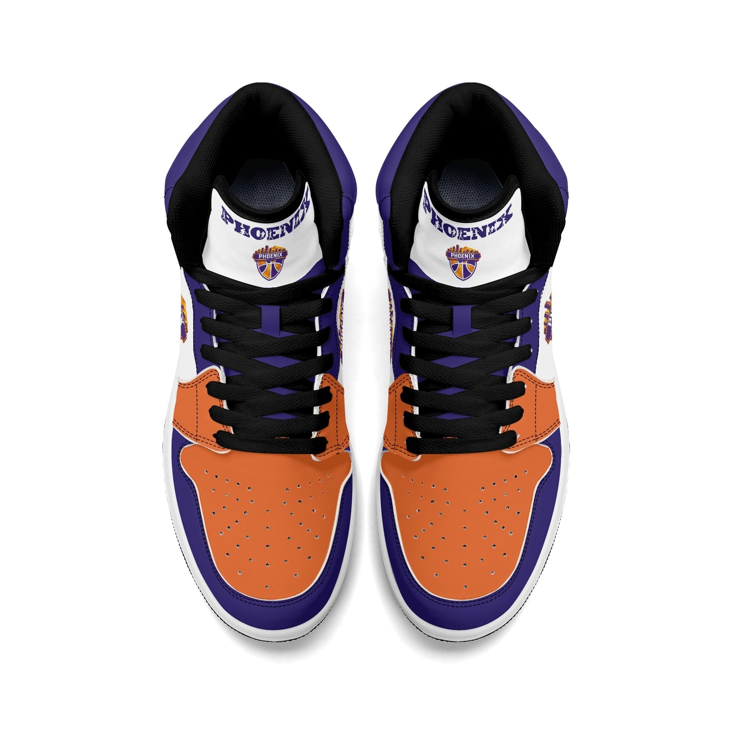 Phoenix basketball-inspired high top sneakers in white with all-over city graphic printed upper