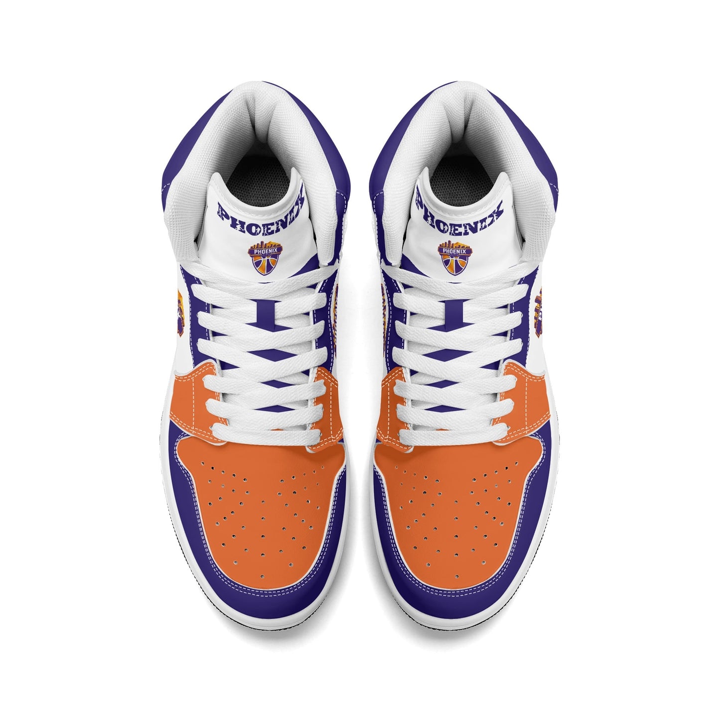 Phoenix basketball-inspired high top sneakers in white with all-over city graphic printed upper